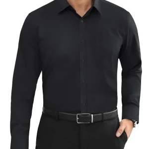 Mens Dress Shirts Long Sleeve Wrinkle Free Stretch Cotton Big Tall Button Down Shirts